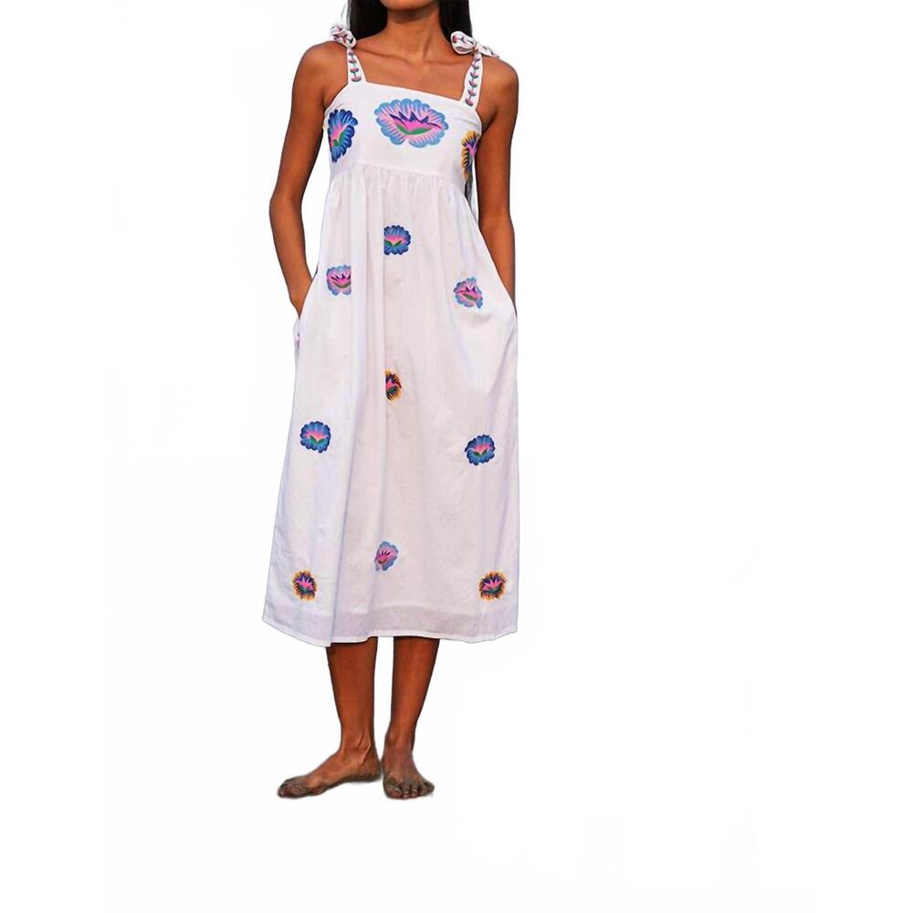 NEW NIMO WITH LOVE agate flower dress in white - lotus